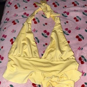 SHEIN Yellow Halter Crop Top